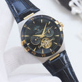 Patek Philippe Blue Gold Black Dial Leather Strap Watch — hero
