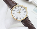 Longines Brown Gold White Dial Leather Strap Watch — hero