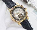 Patek Philippe Gold Black Silver Dial Strap Watch — hero
