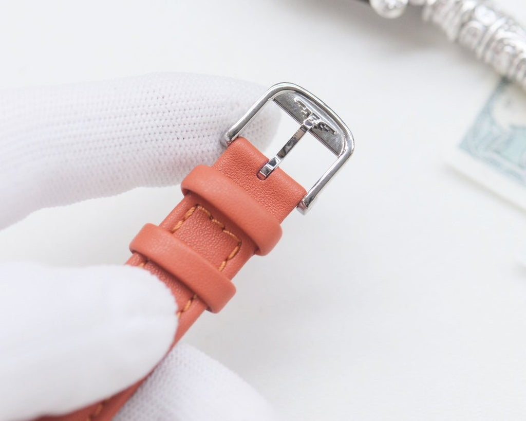 Longines Silver Pink Dial Strap Watch — detail