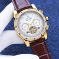 Patek Philippe Gold Brown White Dial Leather Strap Watch — hero