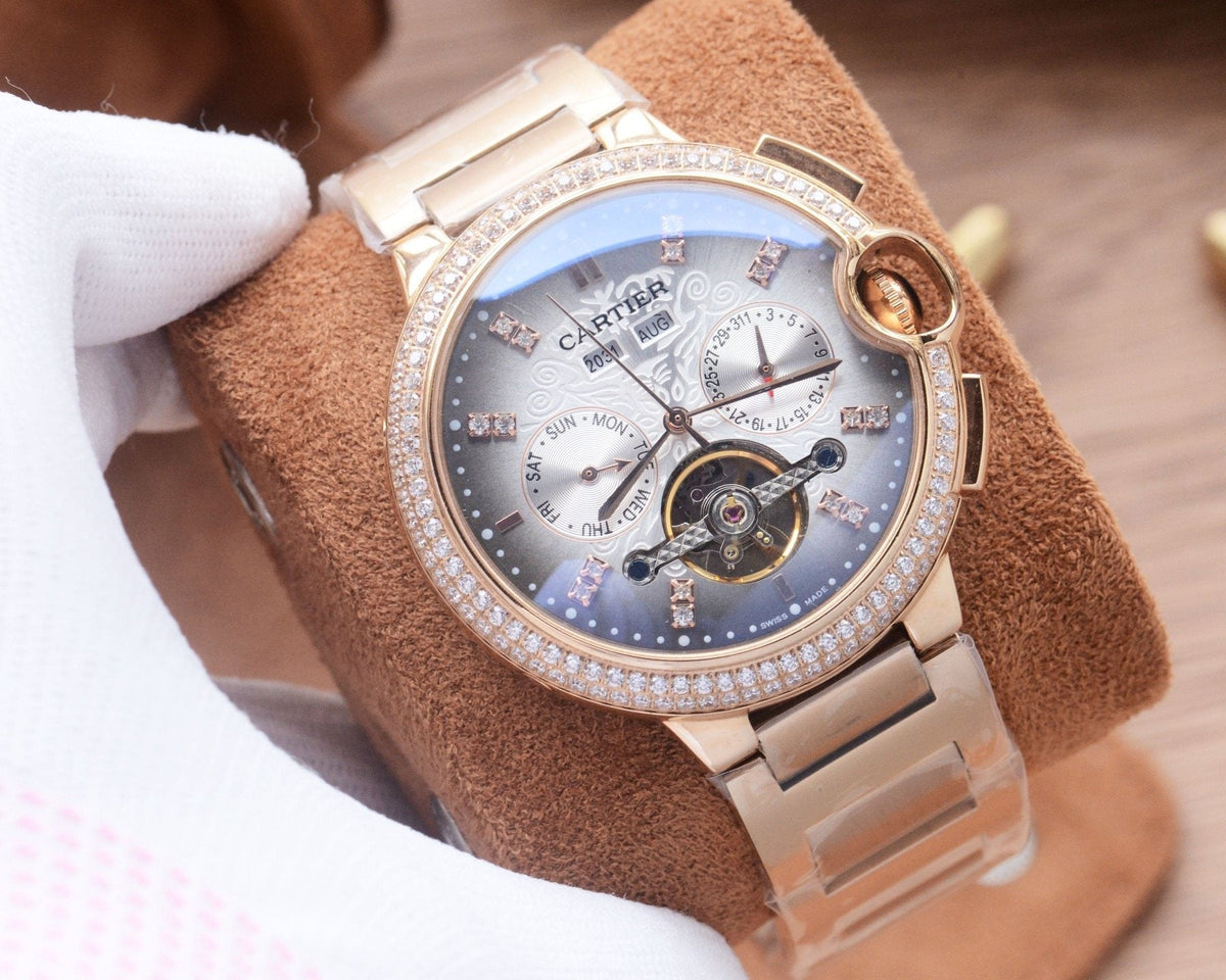 Cartier Rose Gold Silver Dial Bracelet Watch — hero
