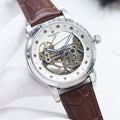Patek Philippe Silver Brown Leather Strap Watch — hero