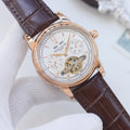 Patek Philippe Rose Gold Brown White Dial Strap Watch — hero